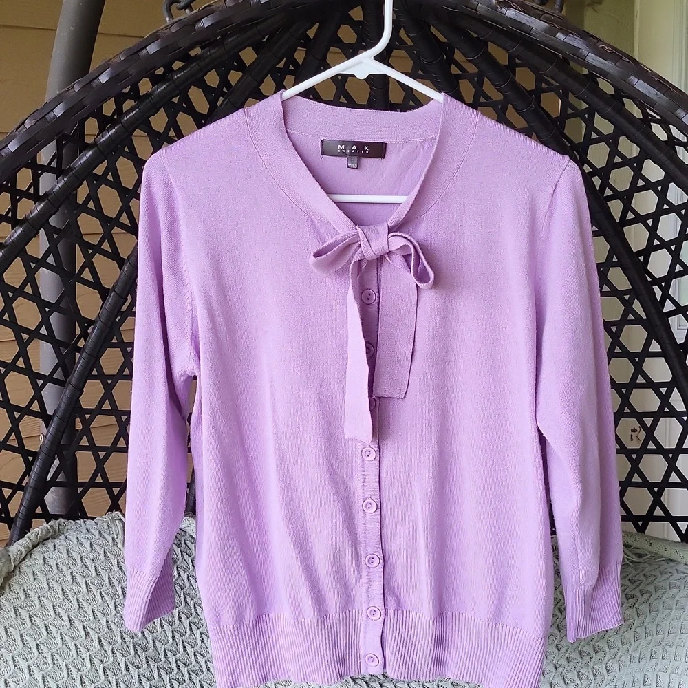 Lilac Tie-bow MAK Cardigan Sweater